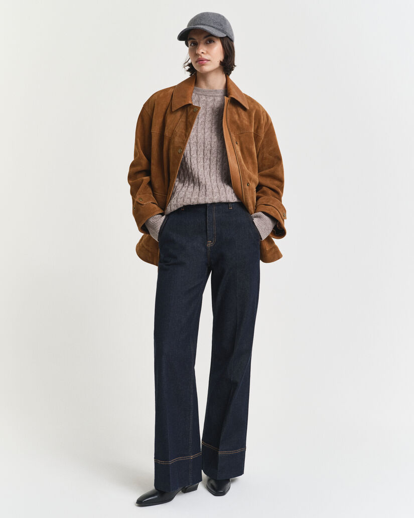 Villainen palmikkoneulepusero, pyöreä pääntie