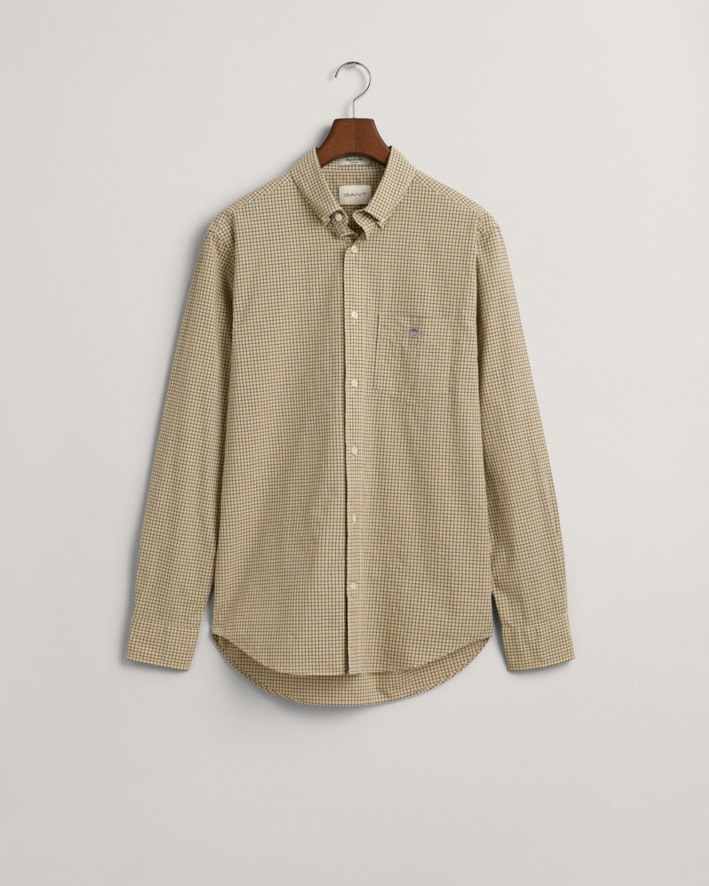 Regular&nbsp;fit ‑mitoitettu pikkuruudullinen popliinipaita