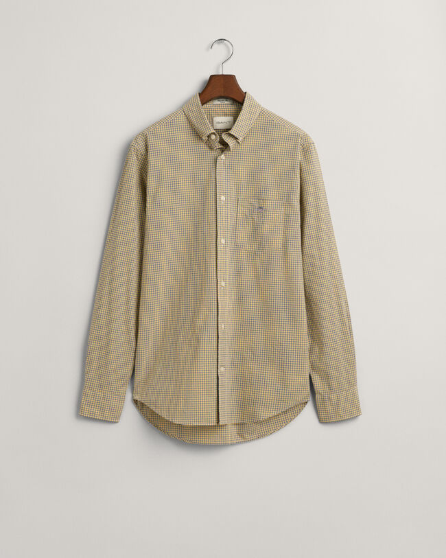 Regular&nbsp;fit ‑mitoitettu pikkuruudullinen popliinipaita