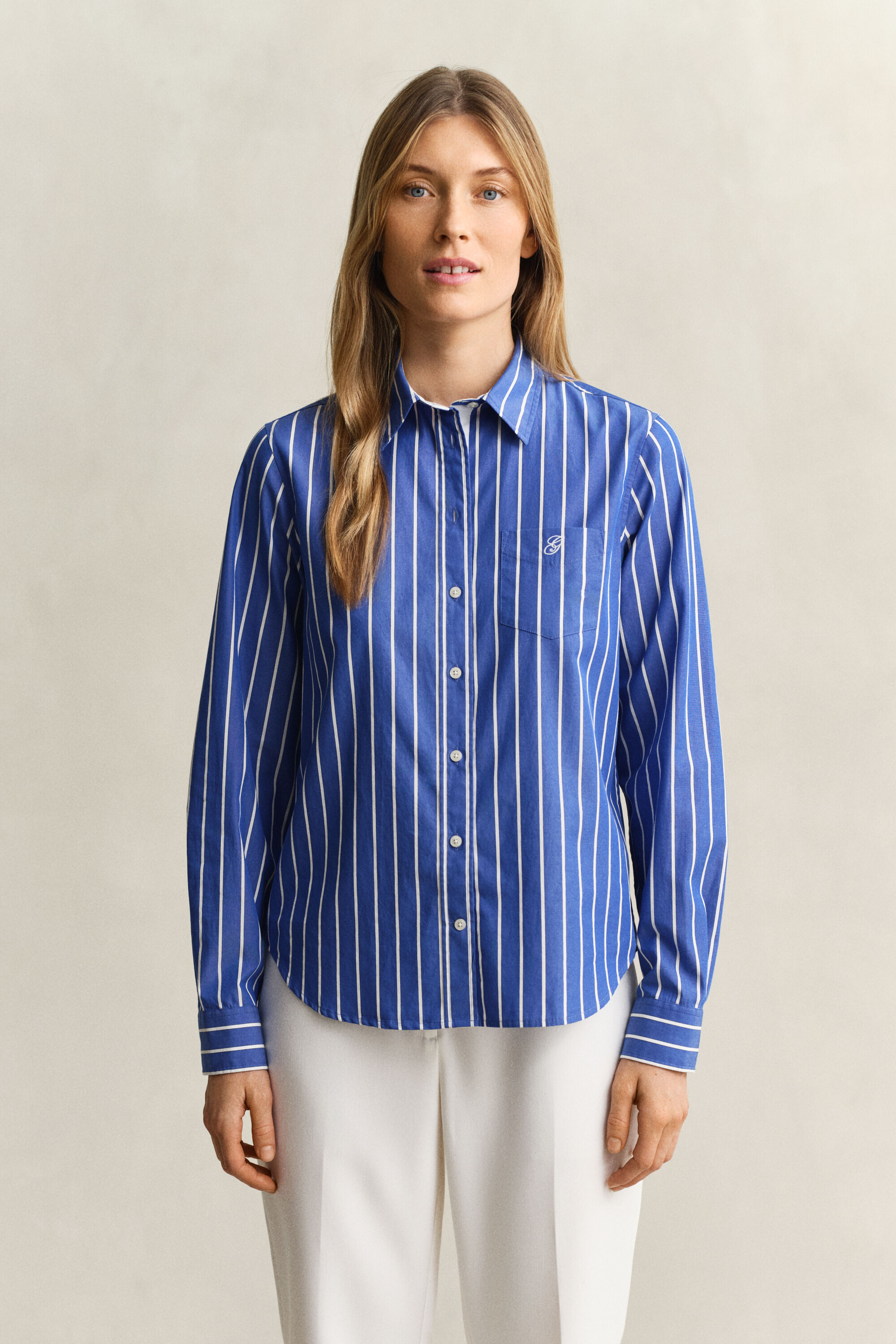 Regular fit ‑mitoitettu raidallinen Classic-popliinipaita