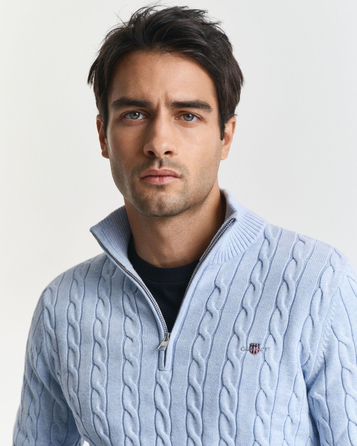 Puuvillainen palmikkoneule, vetoketjukaulus