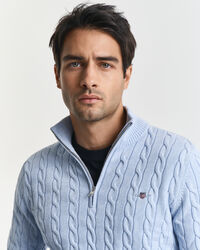 Puuvillainen palmikkoneule, vetoketjukaulus