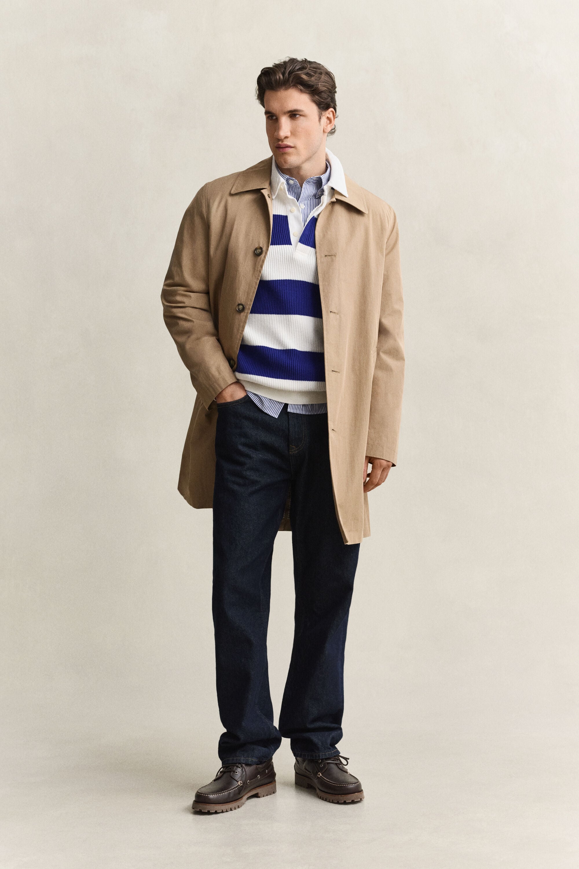 Puuvilla-merinovillainen Rugger-raitapaita