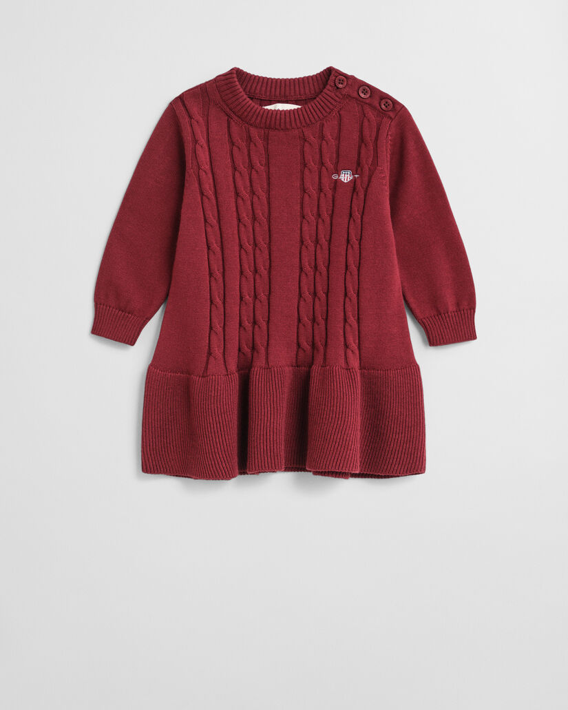 Baby Girl ‑malliston puuvillainen palmikkoneulemekko