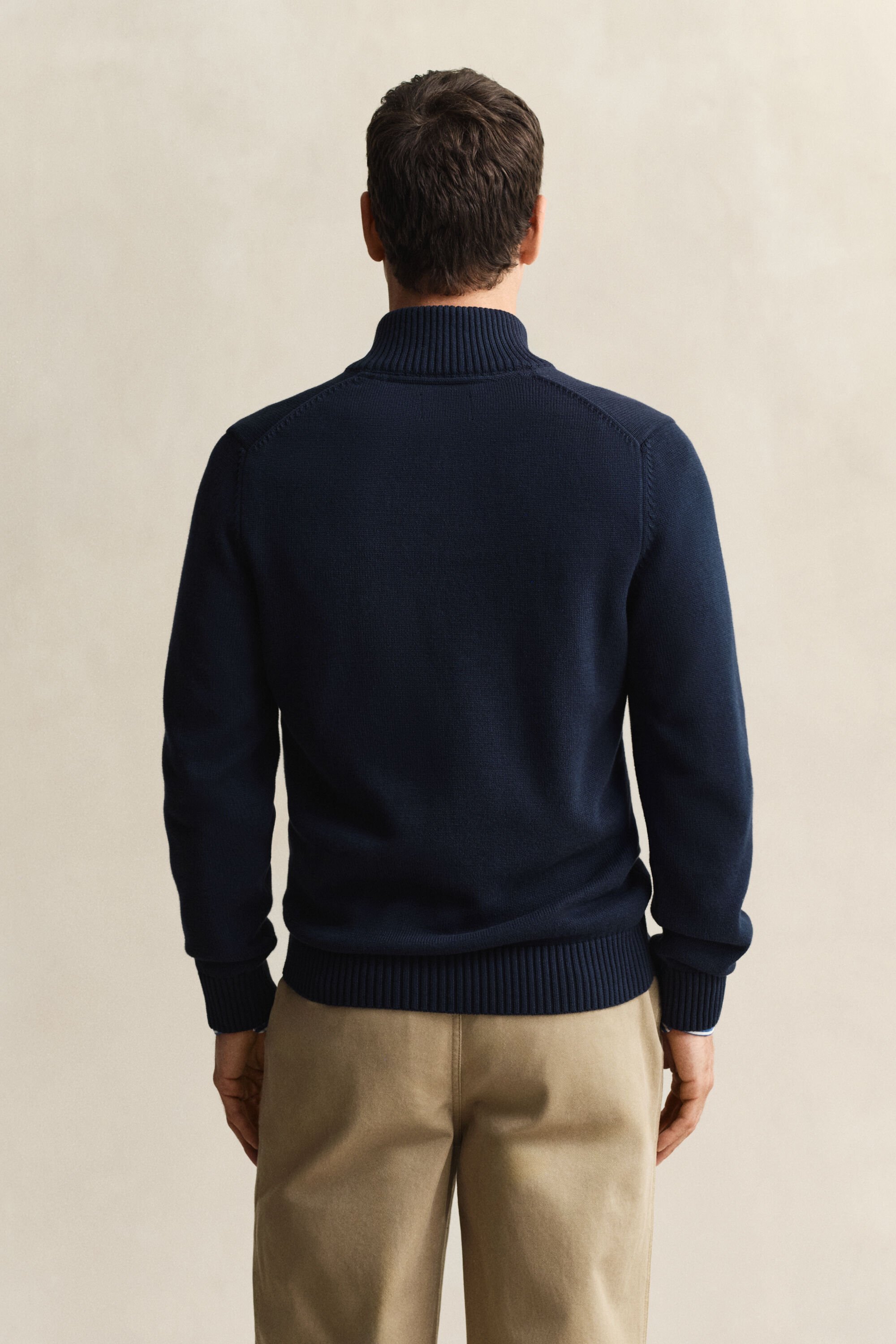 Casual-puuvillaneulepusero puolivetoketjulla