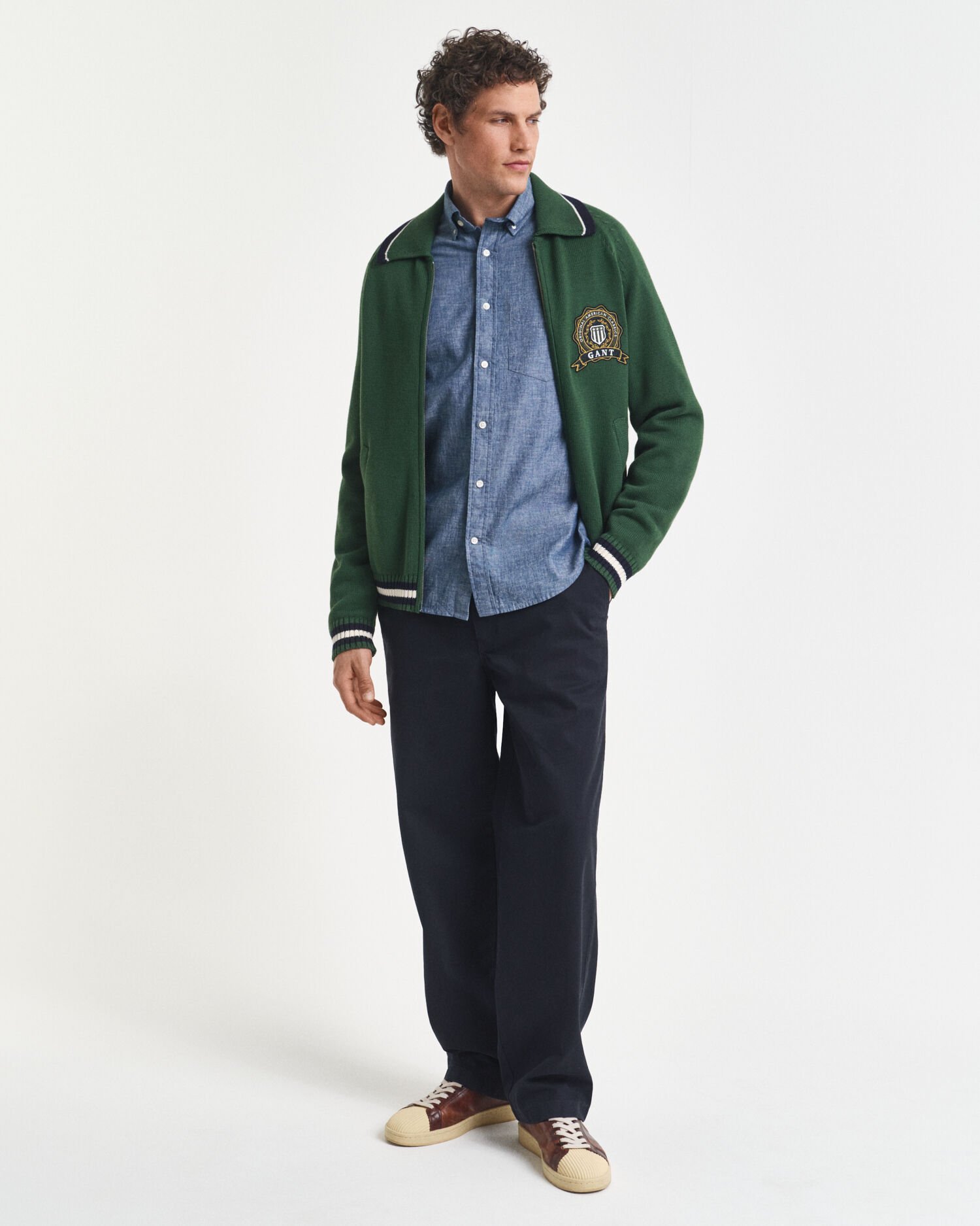 Regular fit ‑mitoitettu indigonsininen chambray-paita