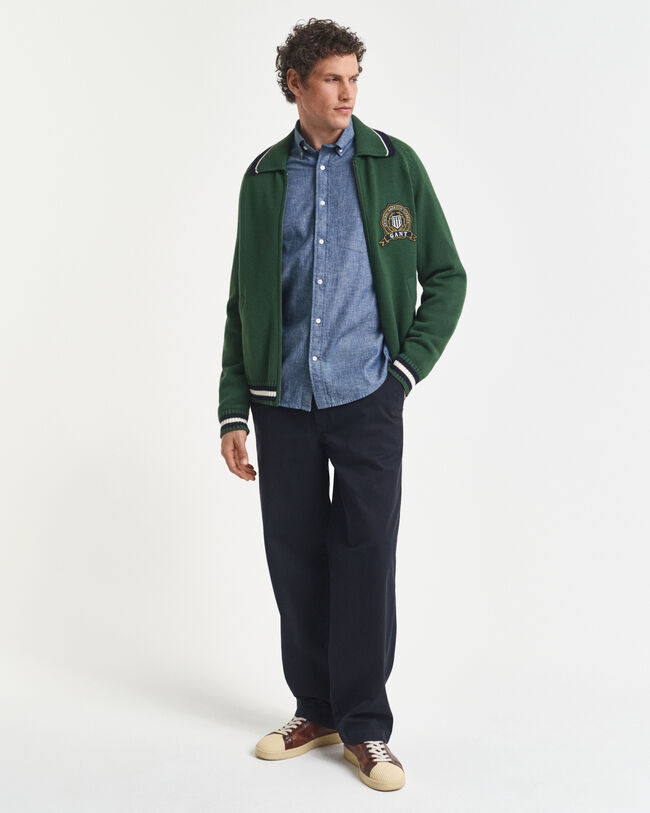 Regular fit ‑mitoitettu indigonsininen chambray-paita