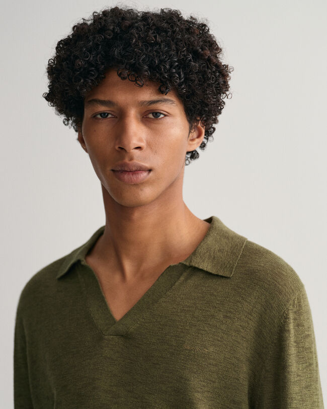 Puuvilla-pellavainen pikeeneulepusero