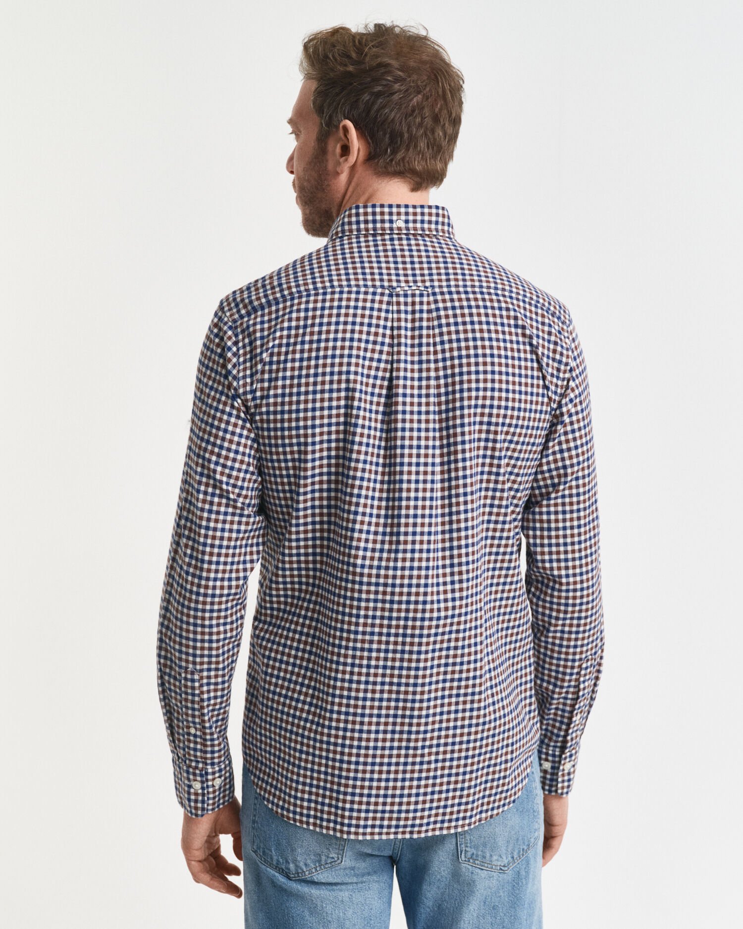 Regular fit ‑mitoitettu gingham-ruudullinen paita tvillikankaasta