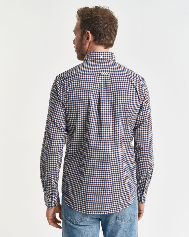 Regular fit ‑mitoitettu gingham-ruudullinen paita tvillikankaasta