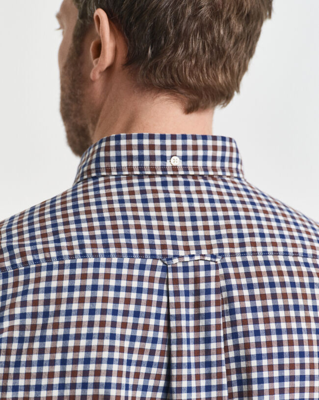 Regular fit ‑mitoitettu gingham-ruudullinen paita tvillikankaasta