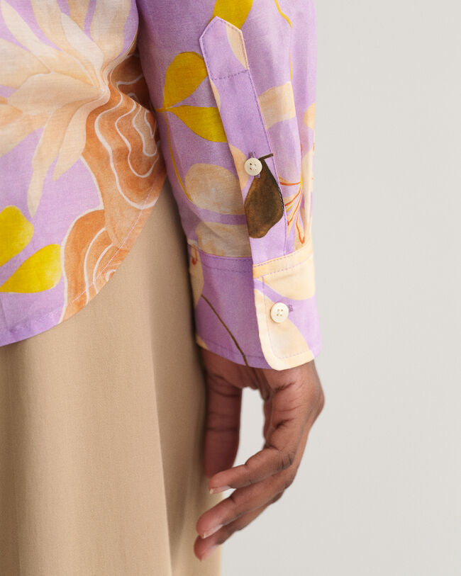 Regular fit ‑mitoitettu printtikuvioitu Floral‑paita puuvilla-silkkisekoitetta