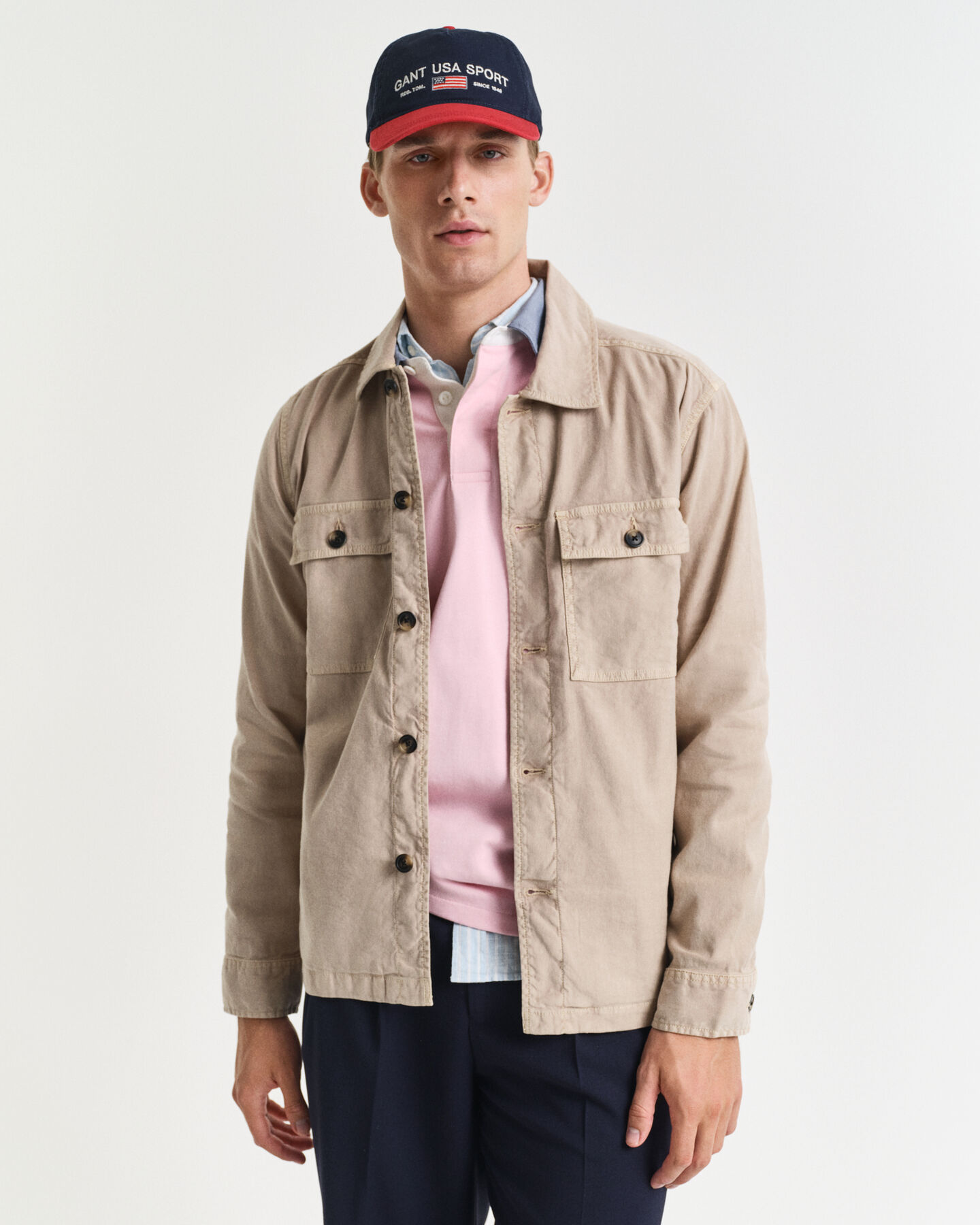 Regular fit ‑mitoitettu pusakka puuvilla-pellavaa