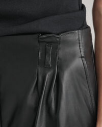 Pleated Leather Shorts