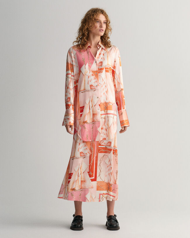 Relaxed fit ‑mitoitettu printtikuvioitu Sailing-silkkipaita