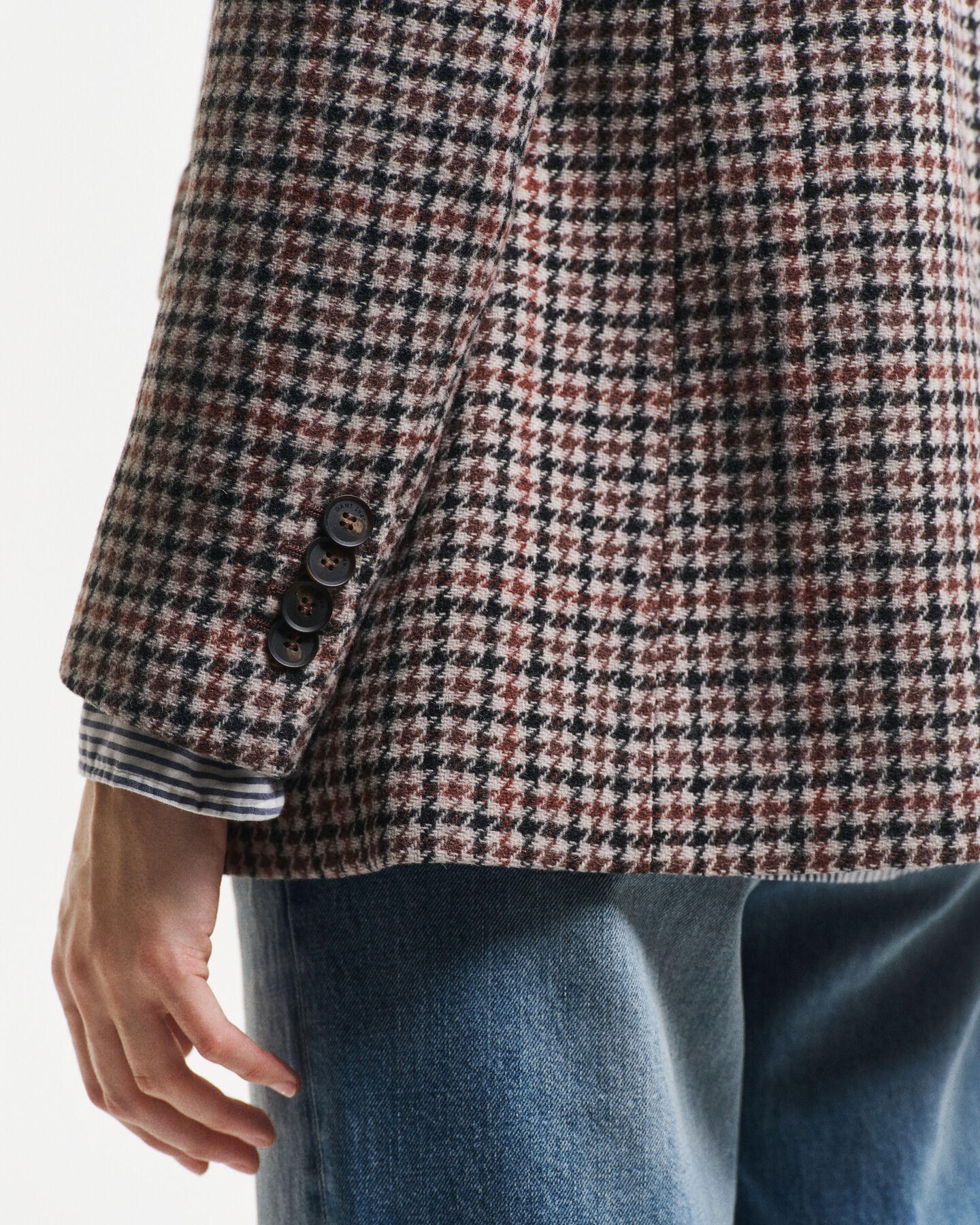 Regular fit ‑mitoitettu kukonaskelkuvioinen bleiseri