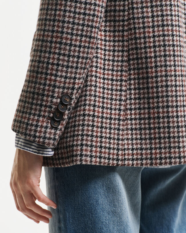 Regular fit ‑mitoitettu kukonaskelkuvioinen bleiseri