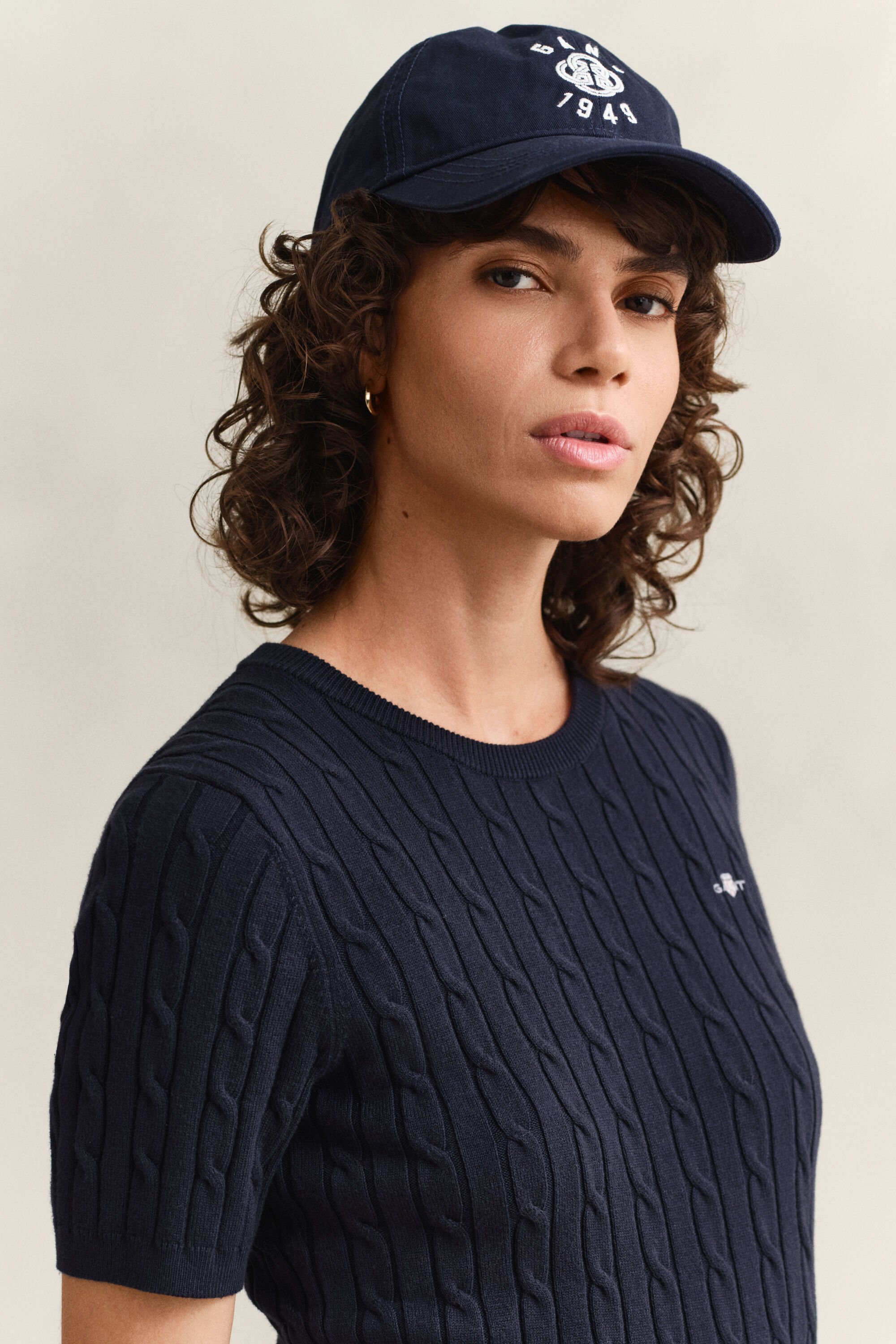 Lyhythihainen palmikkoneulepusero