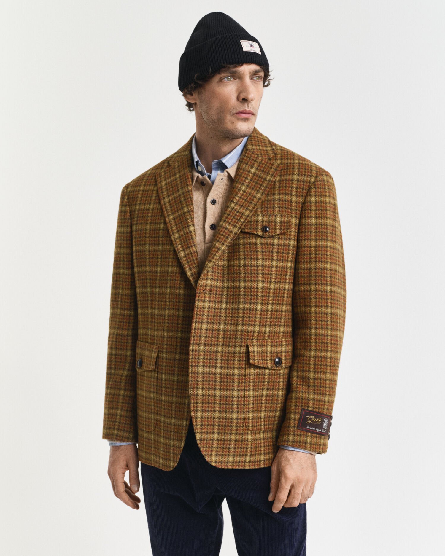 Relaxed fit ‑mitoitettu ruudullinen tweed-bleiseri