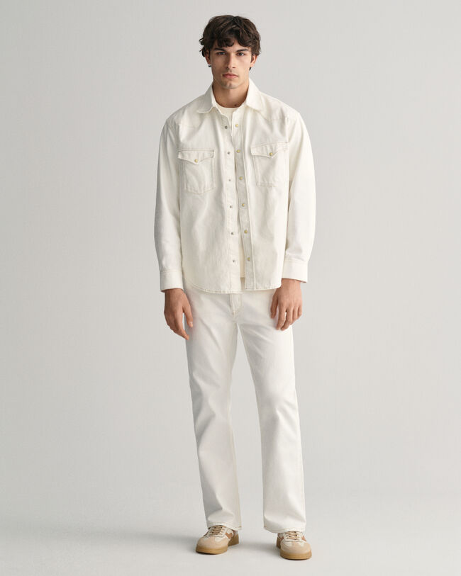 Loose fit ‑mitoitetut valkoiset farkut