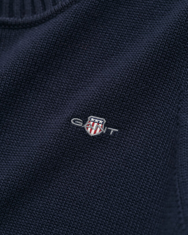 Klassinen puuvillaneulepusero, pyöreä pääntie