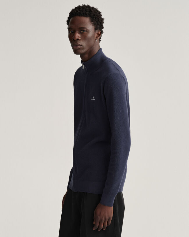 Puuvillainen pikeeneuletakki puolivetoketjulla