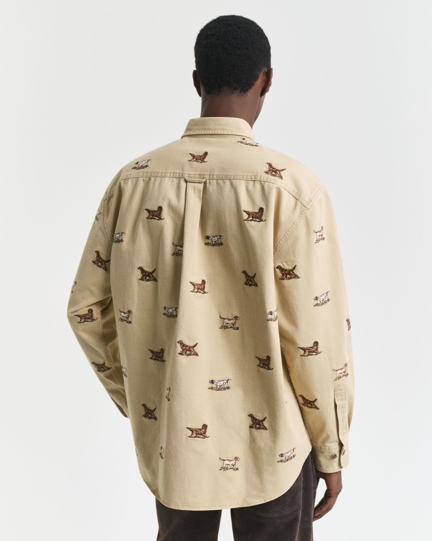 Relaxed fit ‑mitoitettu kirjailtu tvillipaita