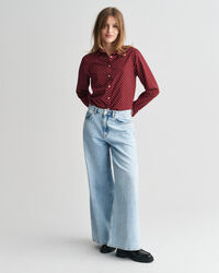 Regular&nbsp;fit ‑mitoitettu pilkullinen puuvillavoileepaita