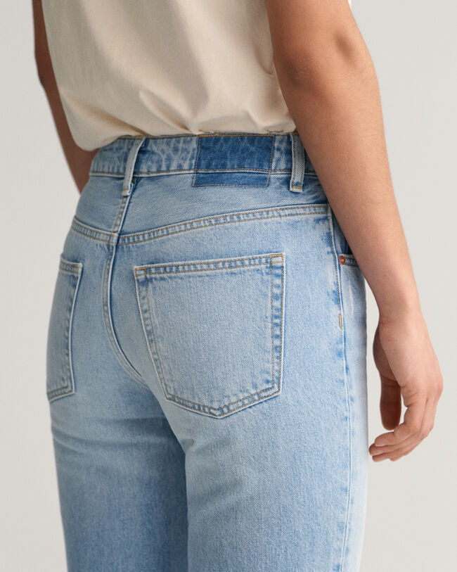 Korkeavy&ouml;t&auml;r&ouml;iset, suoralahkeiset Patchwork-farkut