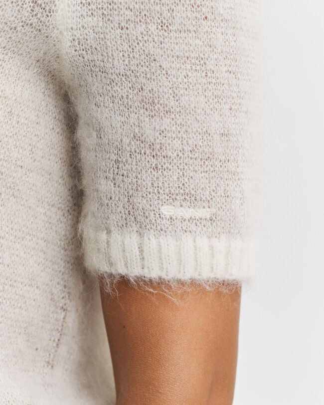 Mohairsekoitteinen lyhythihainen neulepusero, pyöreä pääntie