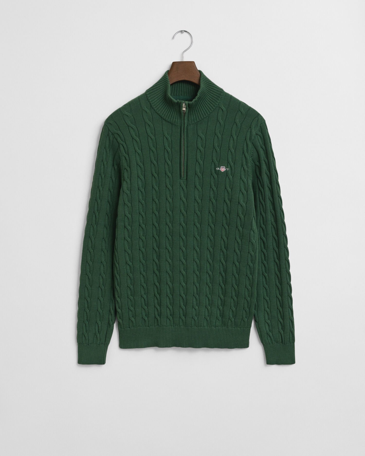 Puuvillainen palmikkoneule, vetoketjukaulus