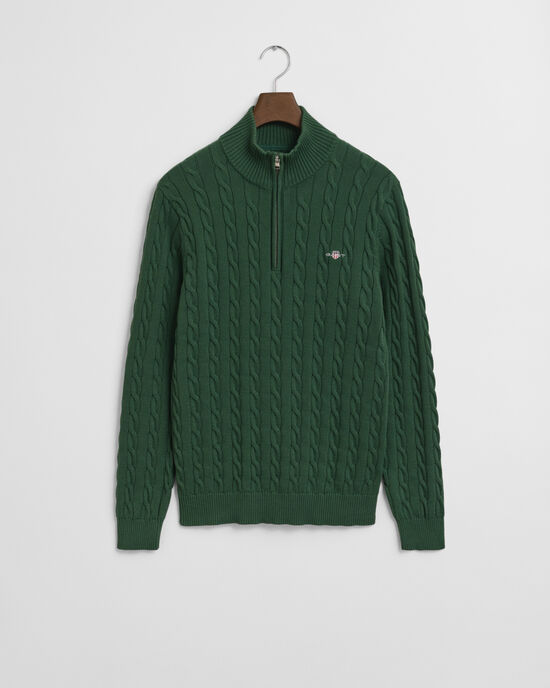 Puuvillainen palmikkoneule, vetoketjukaulus