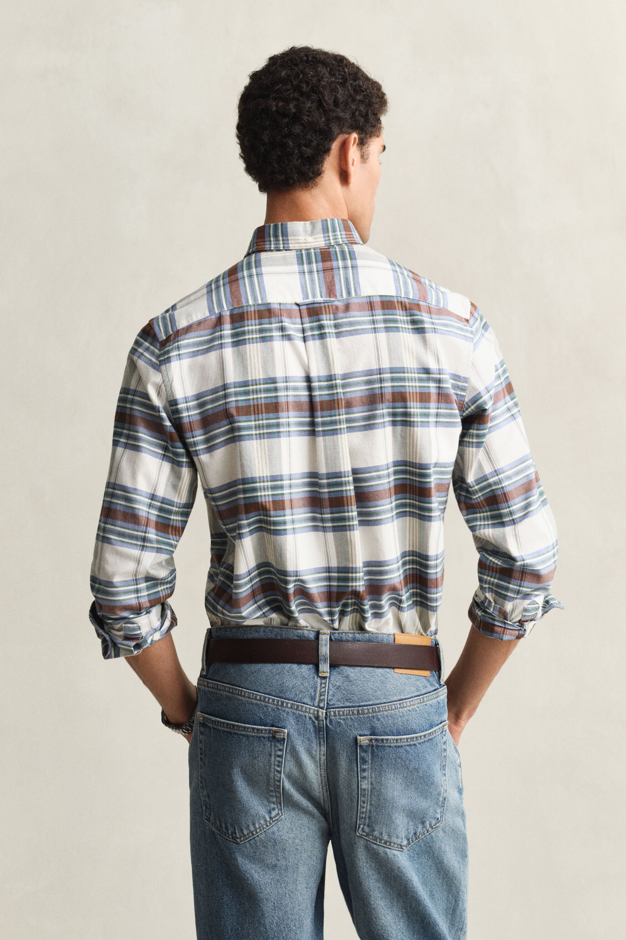 Regular fit ‑mitoitettu klassinen oxford-ruutupaita