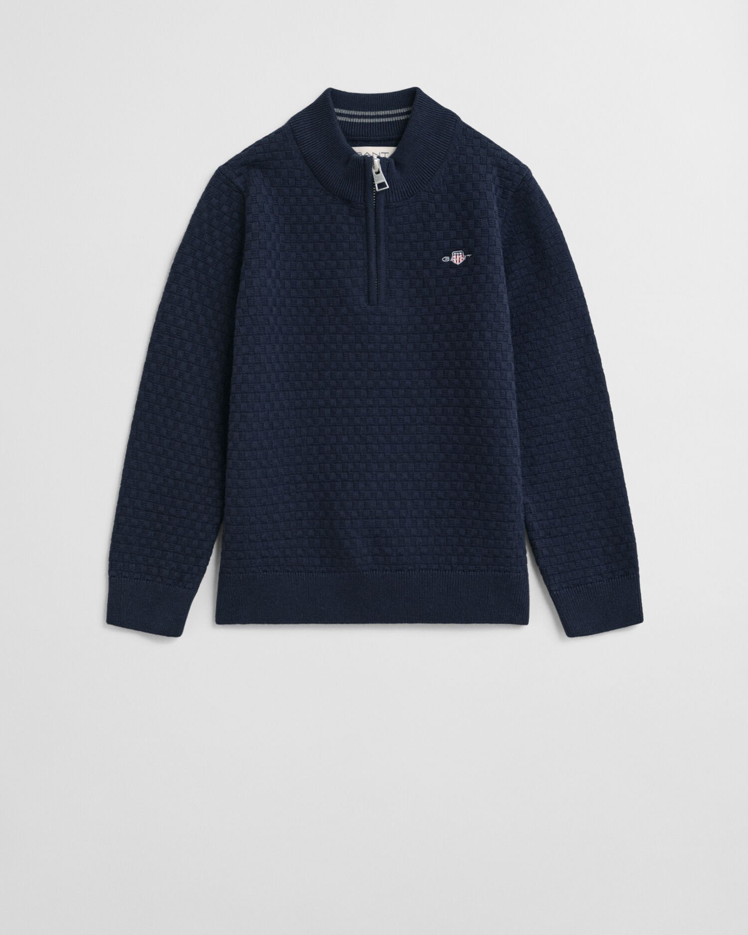 Kids-malliston kohopintainen neulepusero, vetoketjukaulus