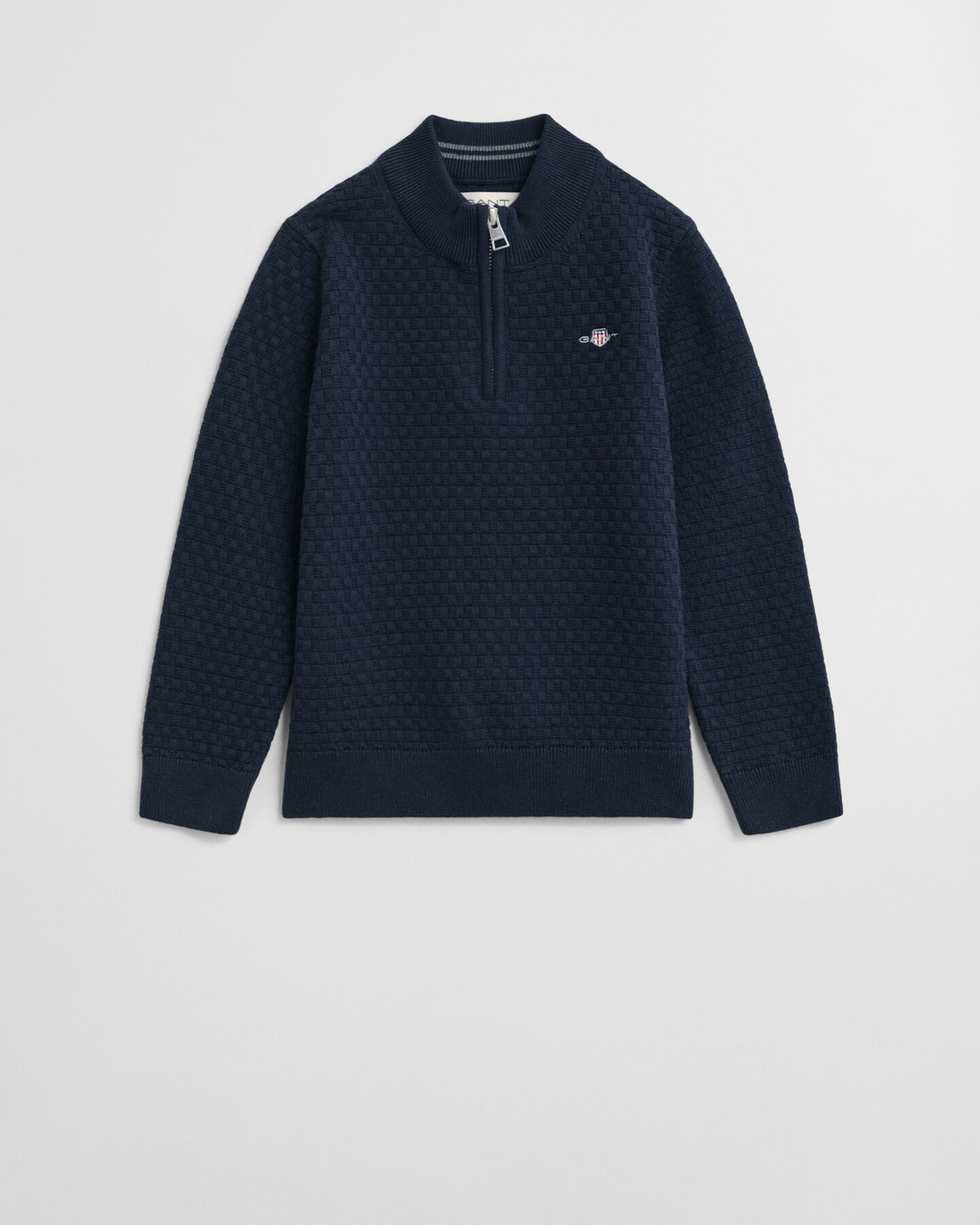 Kids-malliston kohopintainen neulepusero, vetoketjukaulus