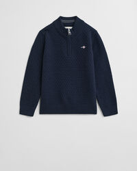 Kids-malliston kohopintainen neulepusero, vetoketjukaulus