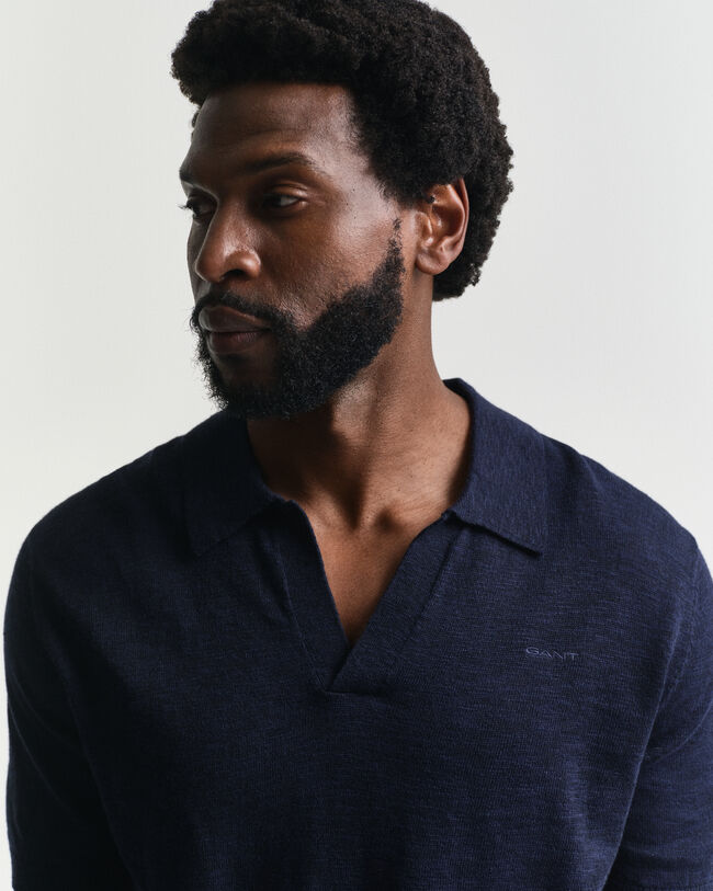 Lyhythihainen pikeepaita pellavasekoitetta