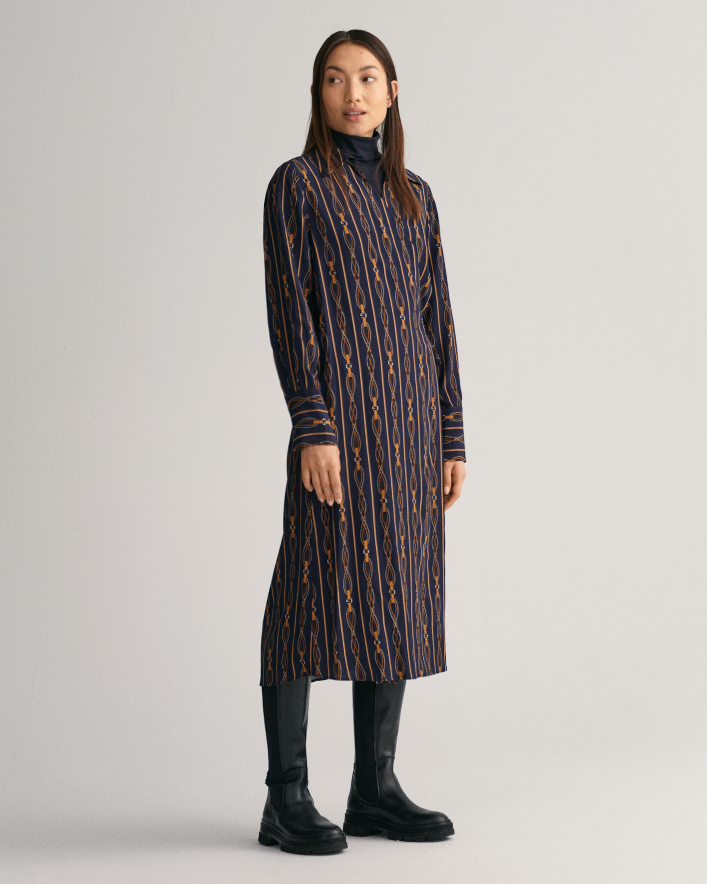 Regular fit ‑mitoitettu raidallinen Rope-kietaisumekko