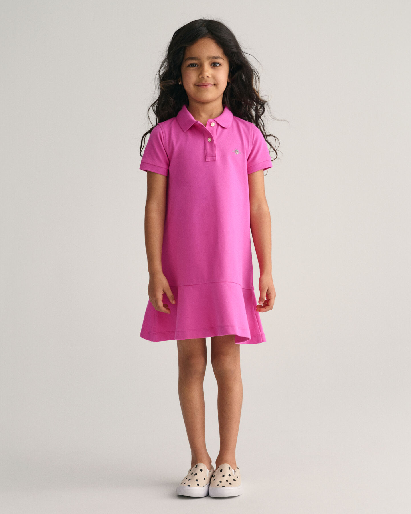 Girls-malliston lyhythihainen leve&auml;helmainen pikeemekko