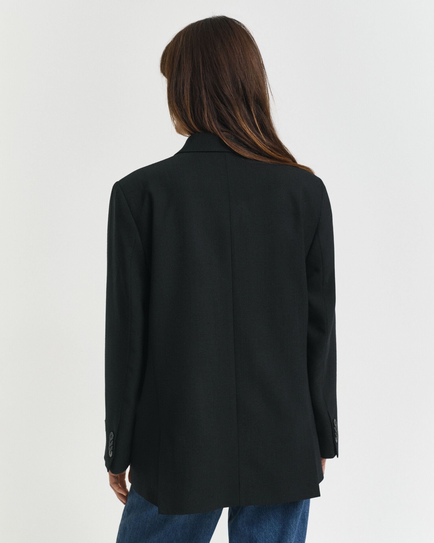 Relaxed fit ‑mitoitettu kaksirivinen Hopsack-villasekoitebleiseri