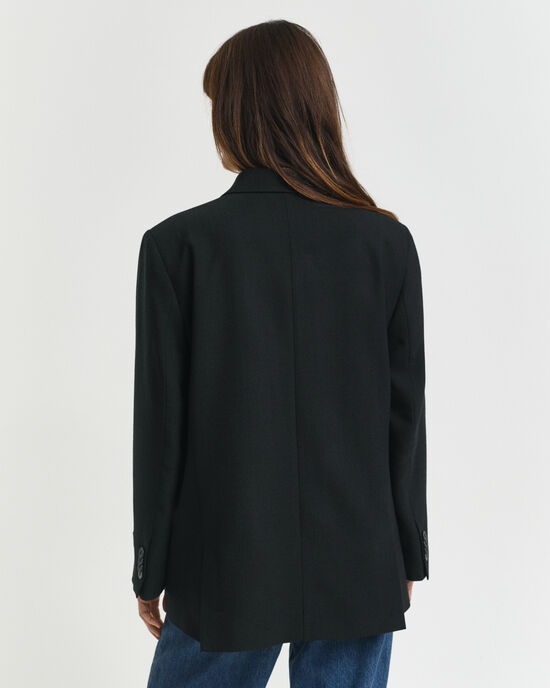 Relaxed fit ‑mitoitettu kaksirivinen Hopsack-villasekoitebleiseri