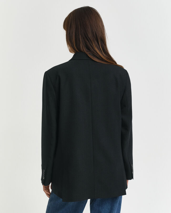 Relaxed fit ‑mitoitettu kaksirivinen Hopsack-villasekoitebleiseri