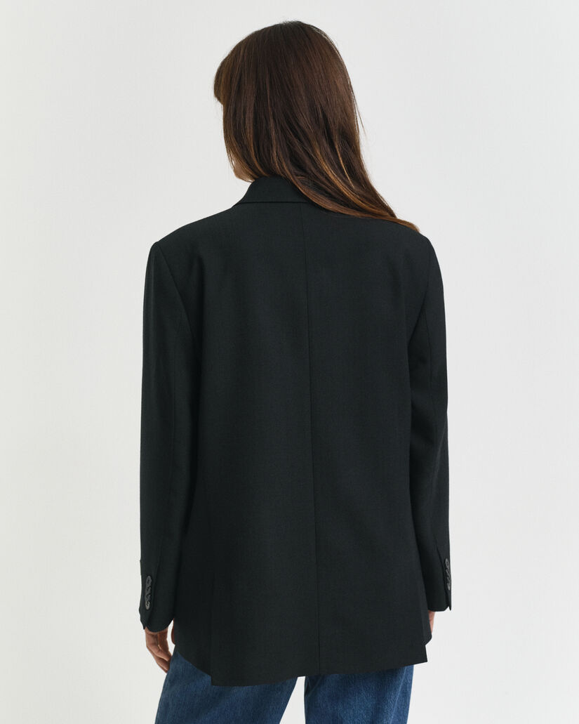 Relaxed fit ‑mitoitettu kaksirivinen Hopsack-villasekoitebleiseri