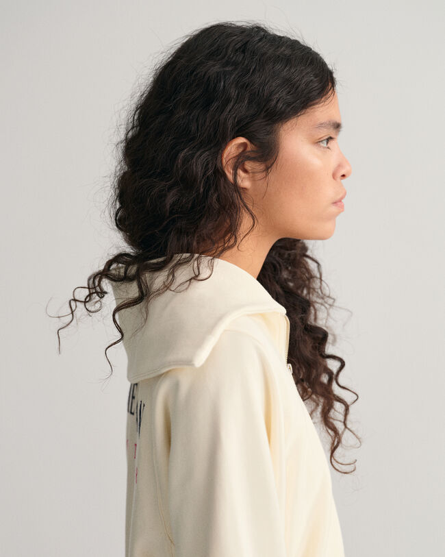 Kauluksellinen Sportswear-collegepaita, jossa vetoketju p&auml;&auml;ntiell&auml;