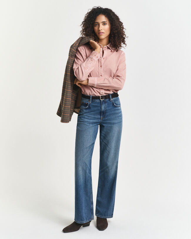 Regular fit ‑mitoitettu vakosamettipaita