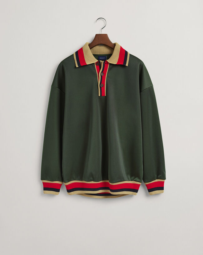 Rugger-collegepaita neulotulla kauluksella