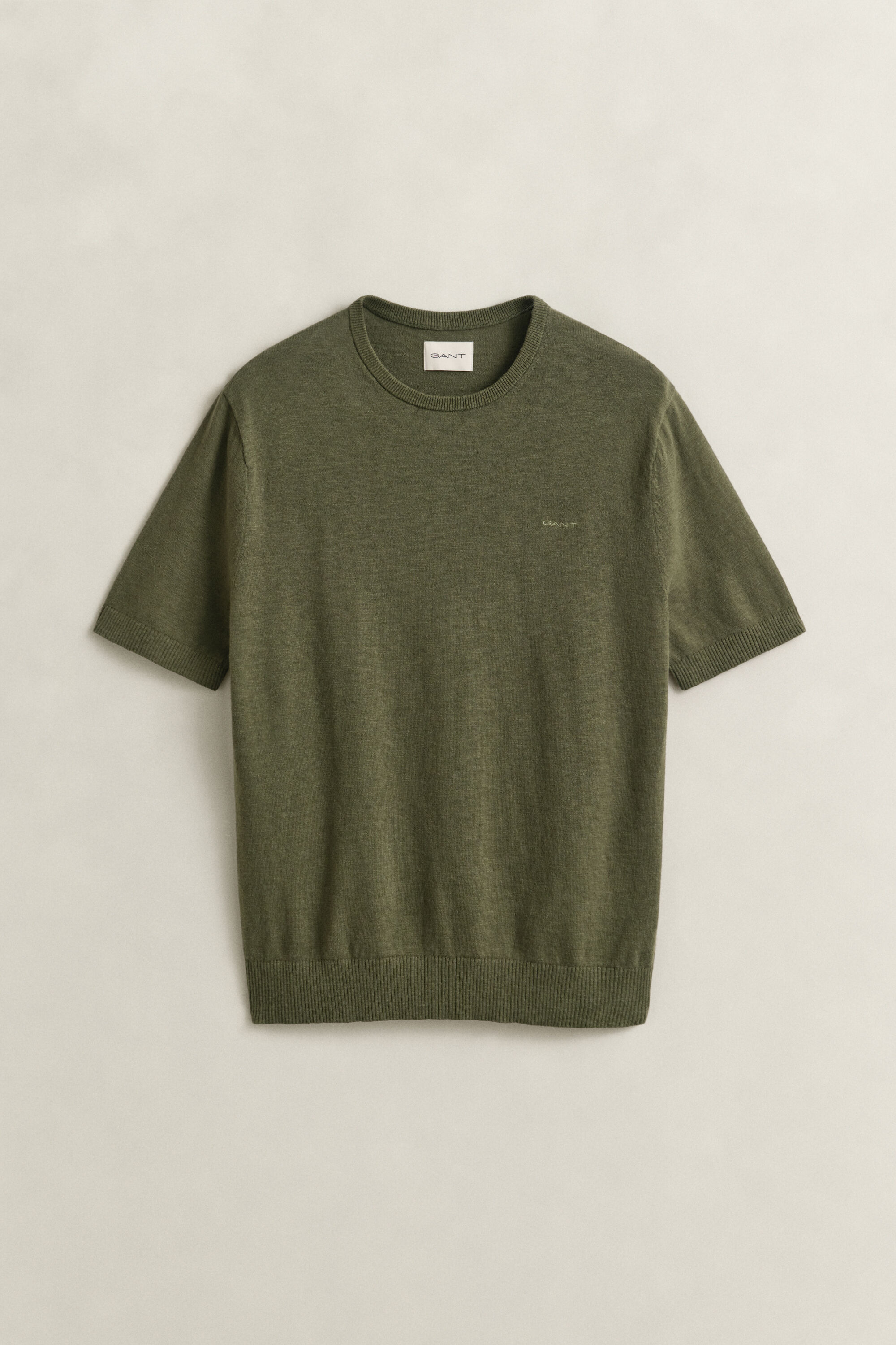 Lyhythihainen neulepusero slub-puuvillasekoitetta