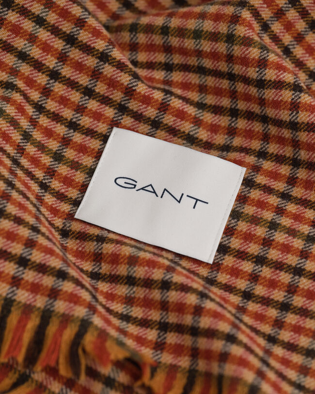 Leveä gingham-ruudullinen villahuivi