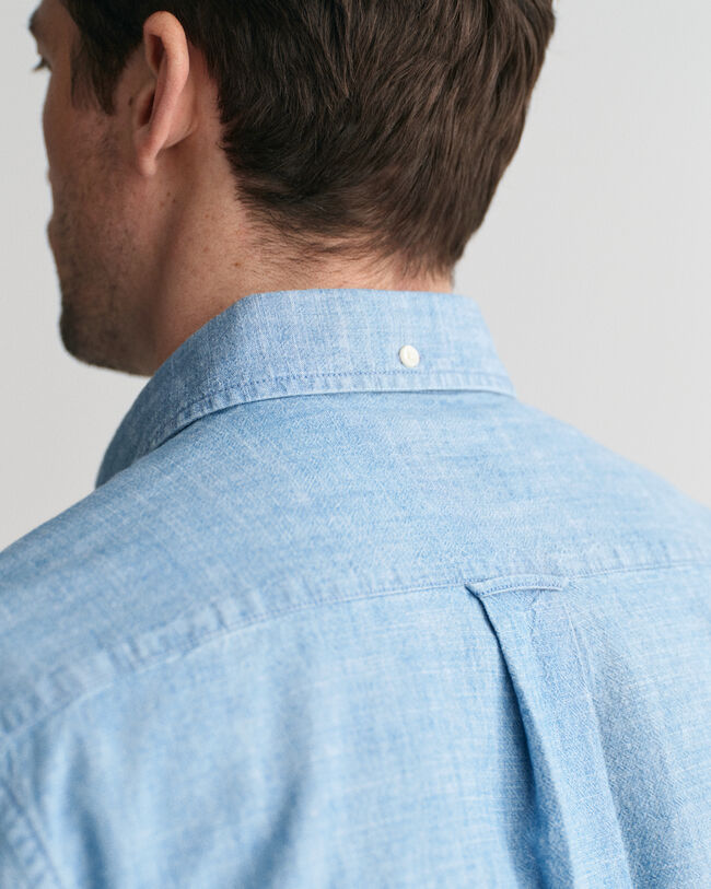 Regular fit ‑mitoitettu indigonsininen chambray-paita