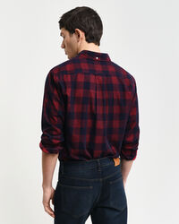 Regular fit ‑mitoitettu ruudullinen vakosamettipaita